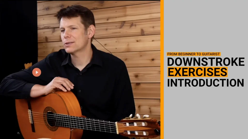 Thumbnail for an introduction to the 5-part series on basic downstroke exercises.