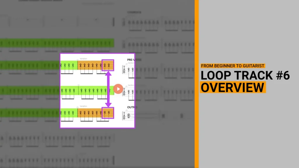 Thumbnail for a video lesson that gives you an overview of what you find in the sheetmusic of loop track 6