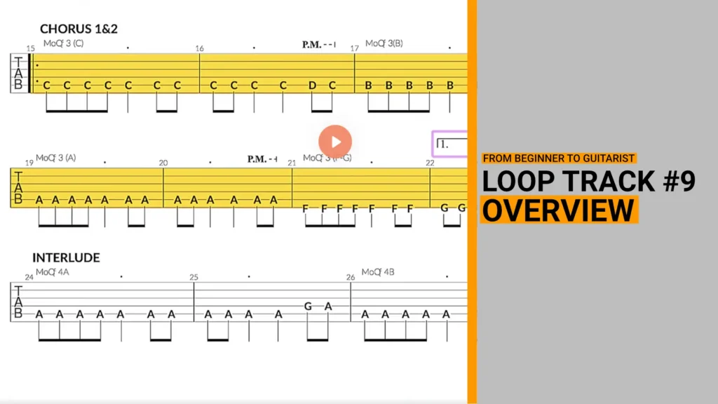 Thumbnail for a video lesson that gives you an overview of what you find in the sheetmusic of loop track 9