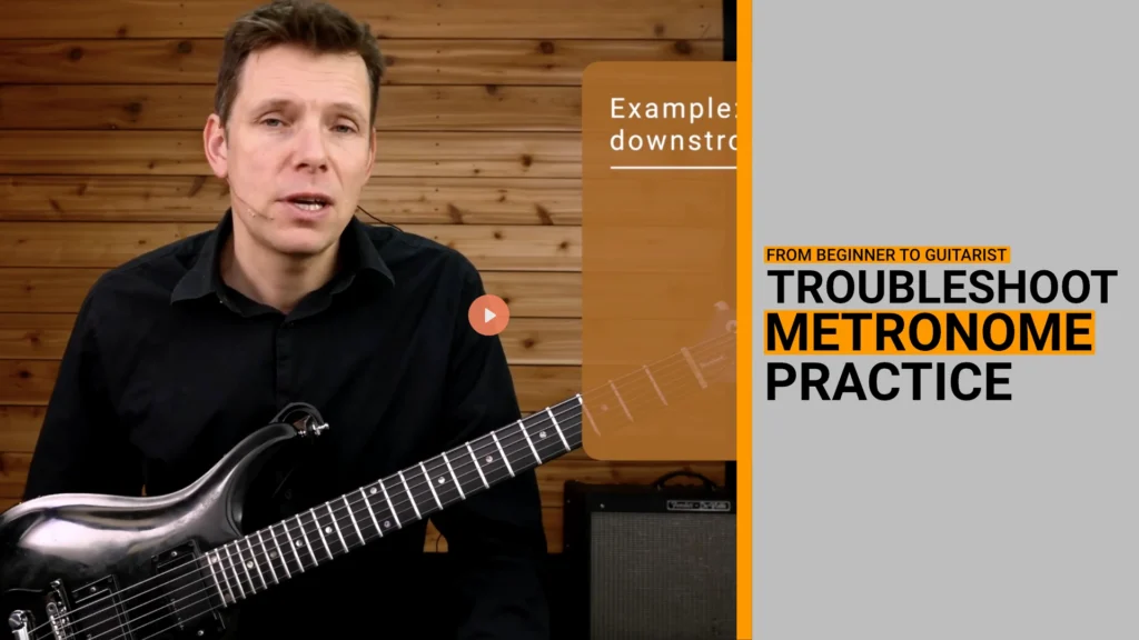 Thumbnail for a video guitar lesson on trouble shooting metronome practice