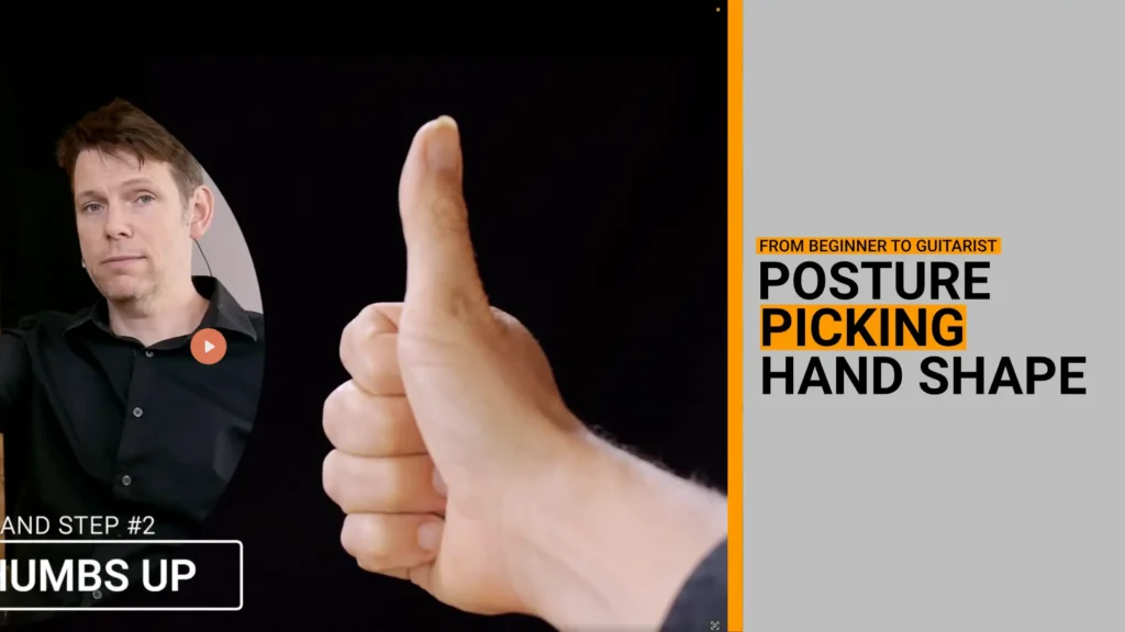 learn the correct hand shape for finger picking and flat picking