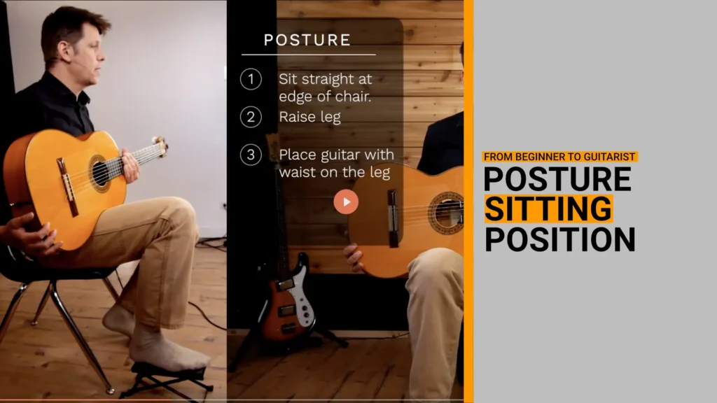 Thumbnail for video guitar lesson on body posture and the sitting position