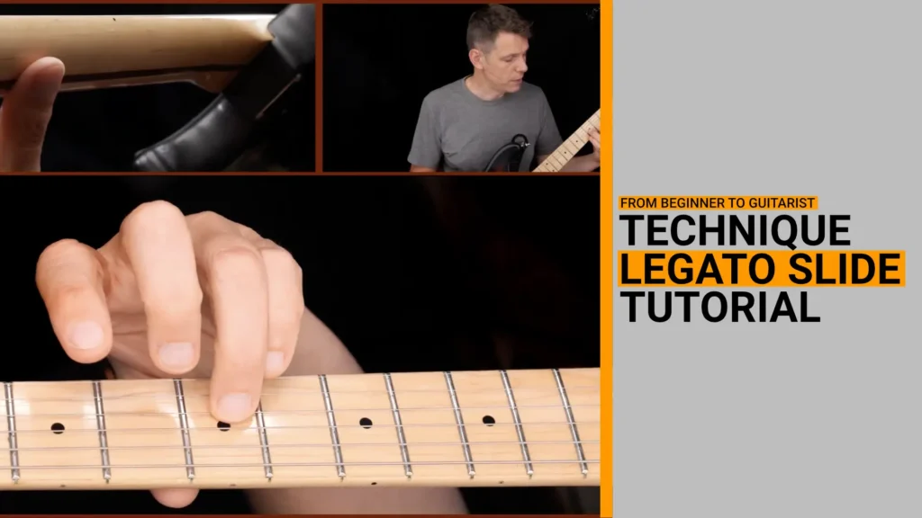 Thumbnail for video guitar lesson on how to perform the legato technique called the slide