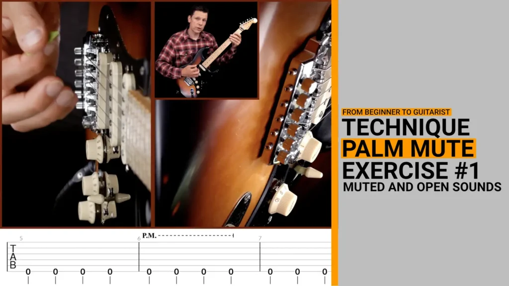 Thumbnail for guitar exercise 1 on how to perform the articulation technique the palm mute
